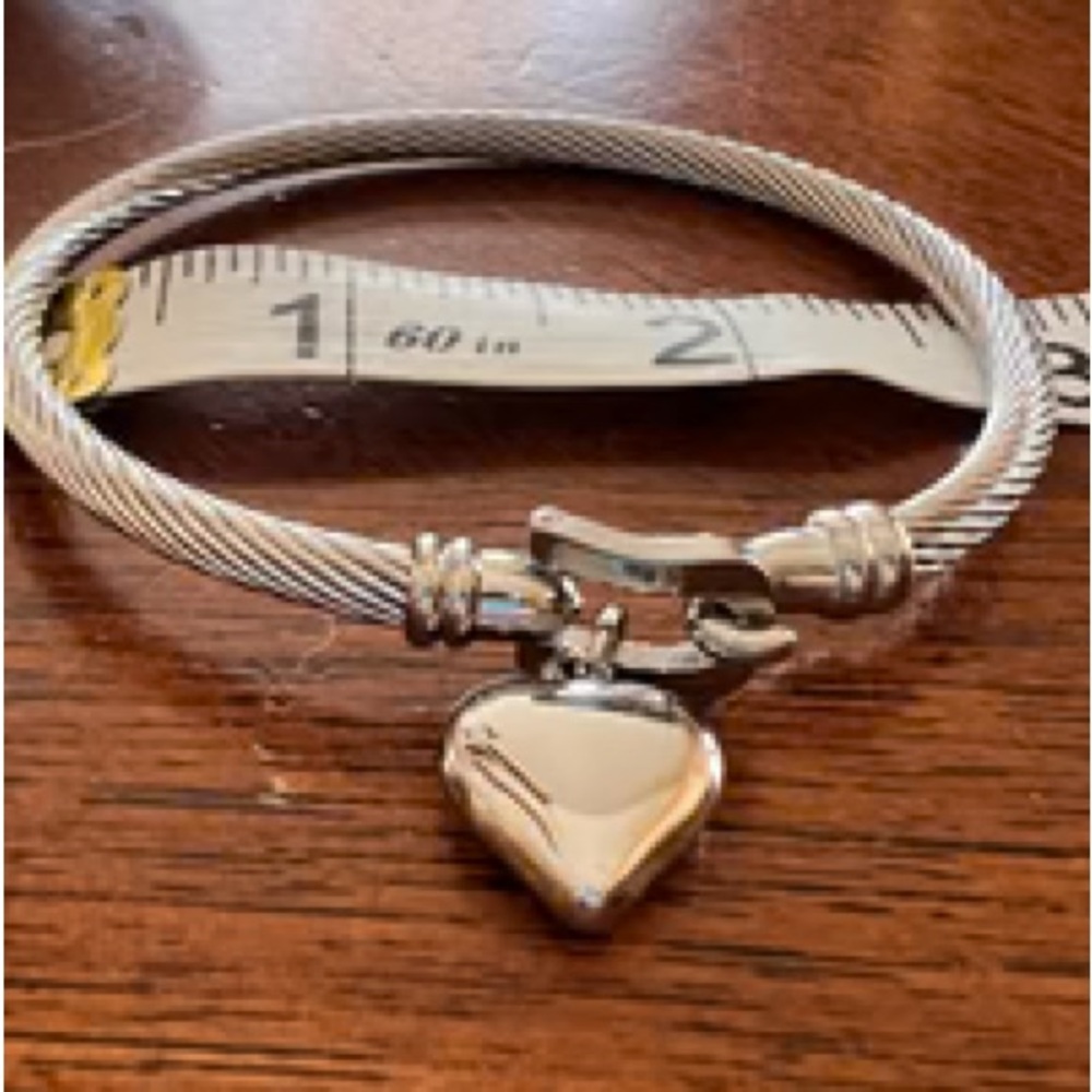 Silver Heart Coil Style Bangle - Picture 6 of 8
